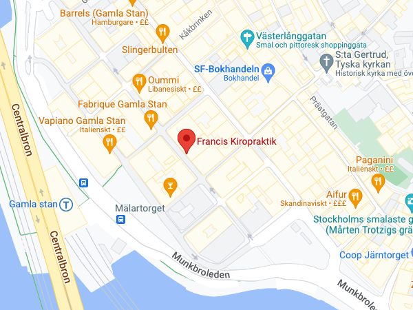 A map of the clinic in Gamla Stan.